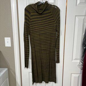 prAna Women's Dress Sereta Striped Turtleneck Sweater Dress Green XL NWT